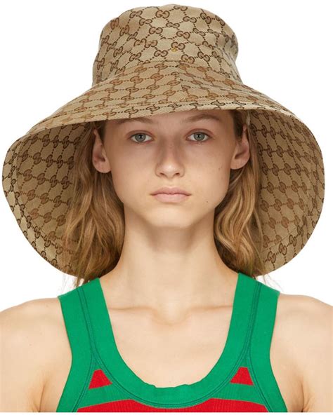 gucci canvas wide brim hat|gucci sun hat straw.